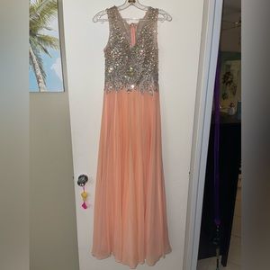 Prom Dress , Coral , Rhinestones , Tiffany Brand
